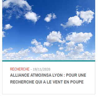 Alliance Atmo/INSA Lyon : pour une recherche qui a le vent en poupe